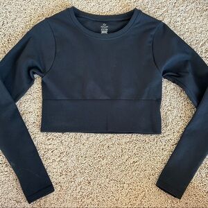 Aerie cropped workout top, black, xs